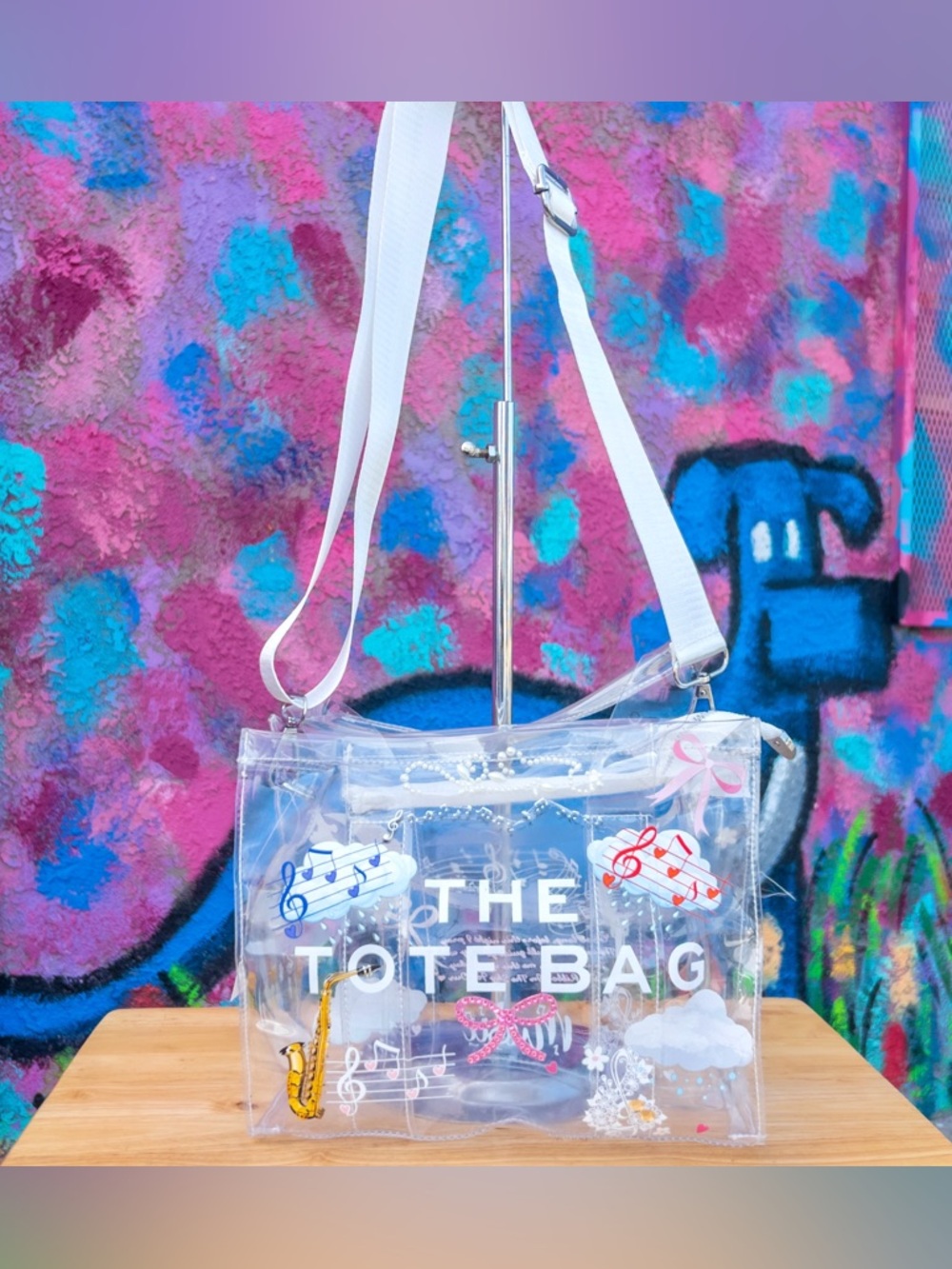 ‘GEMSTONE RIBBON’ Clear Medium Tote Bag 10” - Picture 3 of 8